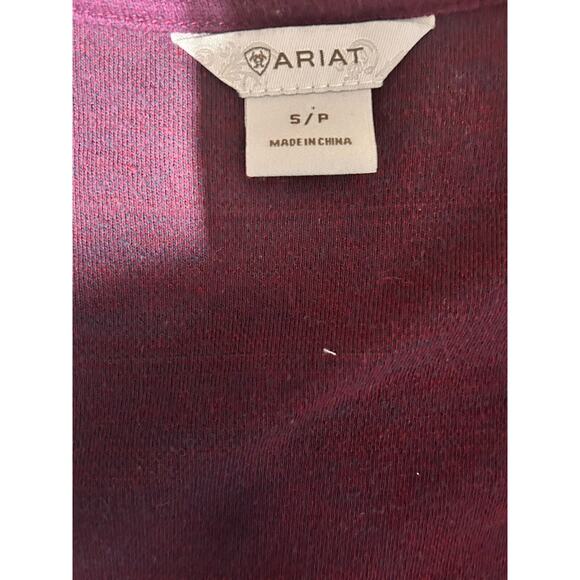 Ariat Cardigan Sweater Womens Small Red Aztec Fringe Trimmed Open Front Western - Picture 3 of 8